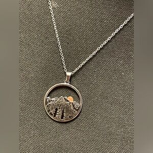 Forest and Mountain Sunrise Necklace